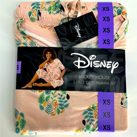 NWT Disney 2 pc Mickey Mouse Capri pajamas PJs womens XS stretchy comfy NIP - Picture 2 of 6